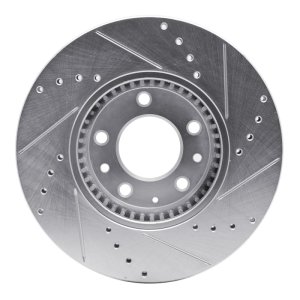 Ford Fusion Brake Rotor (1) - Front Left - R1 Concepts - Drilled & Slotted - Silver - `06-`13